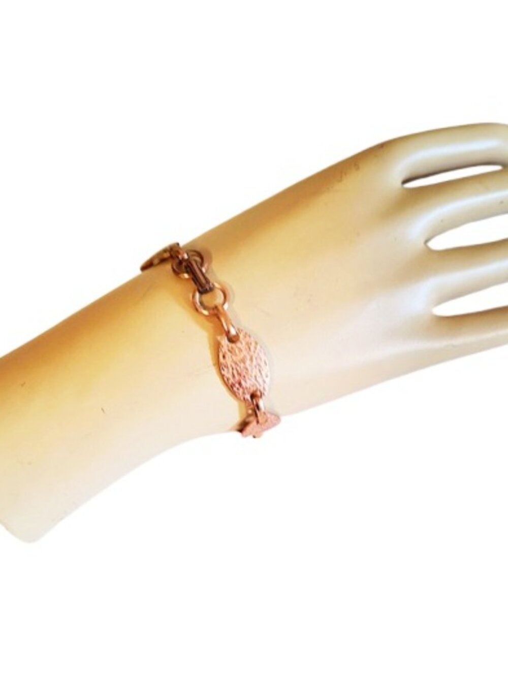 1950s 60s True Vintage Genuine Hammered Copper Oval Link Bracelet